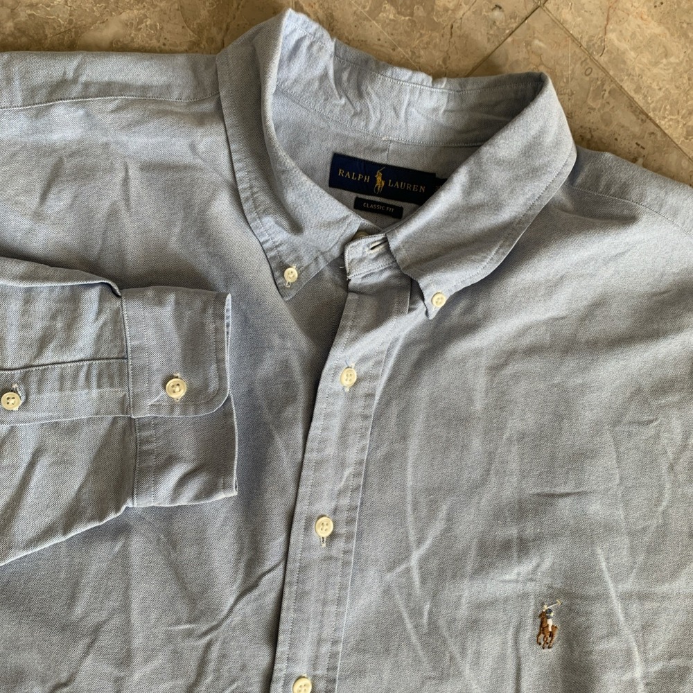 Polo Ralph Lauren Oxford Button Down Shirt Sz 3XLT Pony Blue EUC